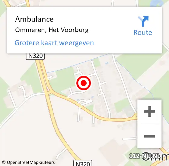 Locatie op kaart van de 112 melding: Ambulance Ommeren, Het Voorburg op 25 juli 2018 10:30