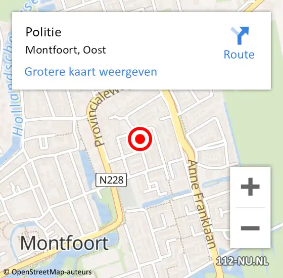 Locatie op kaart van de 112 melding: Politie Montfoort, Oost op 25 juli 2018 10:57