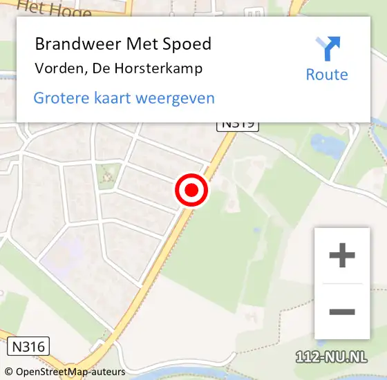 Locatie op kaart van de 112 melding: Brandweer Met Spoed Naar Vorden, De Horsterkamp op 25 juli 2018 11:11