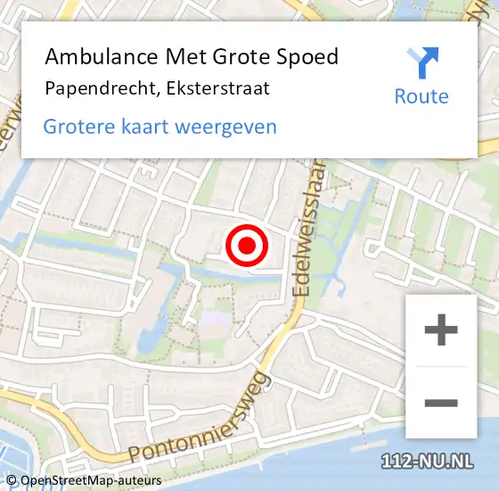 Locatie op kaart van de 112 melding: Ambulance Met Grote Spoed Naar Papendrecht, Eksterstraat op 25 juli 2018 11:42