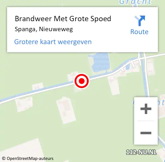 Locatie op kaart van de 112 melding: Brandweer Met Grote Spoed Naar Spanga, Nieuweweg op 25 juli 2018 12:03