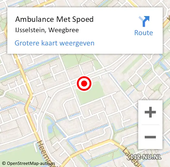 Locatie op kaart van de 112 melding: Ambulance Met Spoed Naar IJsselstein, Weegbree op 25 juli 2018 12:29