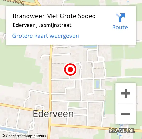 Locatie op kaart van de 112 melding: Brandweer Met Grote Spoed Naar Ederveen, Jasmijnstraat op 25 juli 2018 13:10