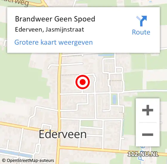 Locatie op kaart van de 112 melding: Brandweer Geen Spoed Naar Ederveen, Jasmijnstraat op 25 juli 2018 13:10