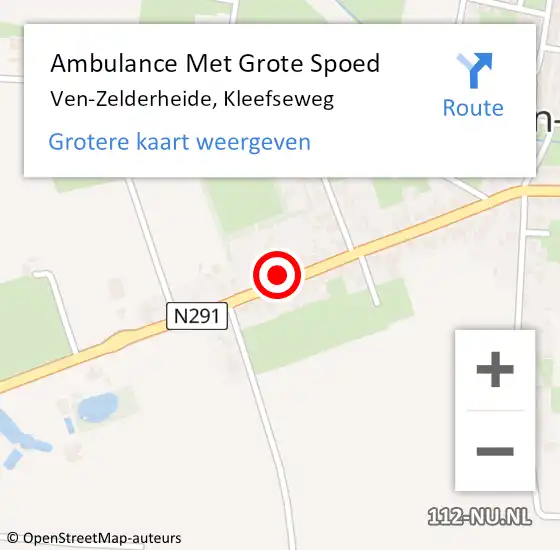 Locatie op kaart van de 112 melding: Ambulance Met Grote Spoed Naar Ven-Zelderheide, Kleefseweg op 4 maart 2014 00:44