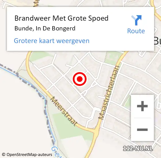 Locatie op kaart van de 112 melding: Brandweer Met Grote Spoed Naar Bunde, In De Bongerd op 25 juli 2018 13:22