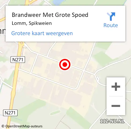 Locatie op kaart van de 112 melding: Brandweer Met Grote Spoed Naar Lomm, Spikweien op 25 juli 2018 13:36