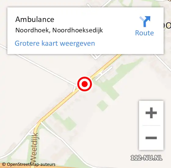 Locatie op kaart van de 112 melding: Ambulance Noordhoek, Noordhoeksedijk op 25 juli 2018 13:55