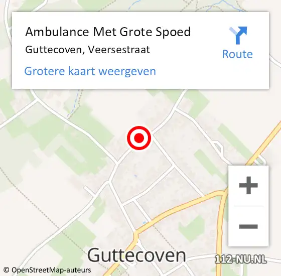 Locatie op kaart van de 112 melding: Ambulance Met Grote Spoed Naar Guttecoven, Veersestraat op 4 maart 2014 00:58