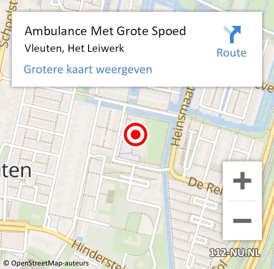 Locatie op kaart van de 112 melding: Ambulance Met Grote Spoed Naar Vleuten, Het Leiwerk op 25 juli 2018 14:31