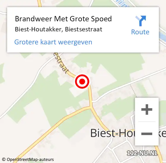 Locatie op kaart van de 112 melding: Brandweer Met Grote Spoed Naar Biest-Houtakker, Biestsestraat op 25 juli 2018 15:13