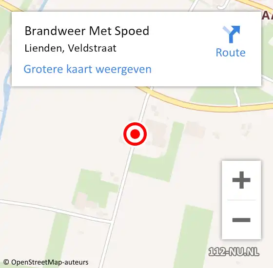 Locatie op kaart van de 112 melding: Brandweer Met Spoed Naar Lienden, Veldstraat op 25 juli 2018 15:16