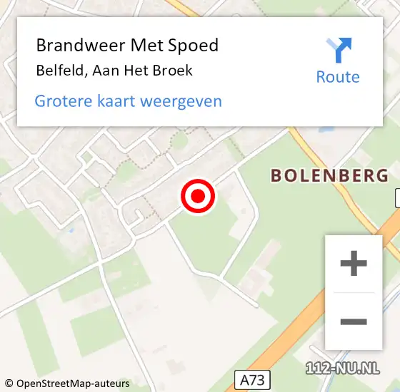 Locatie op kaart van de 112 melding: Brandweer Met Spoed Naar Belfeld, Aan Het Broek op 25 juli 2018 15:26