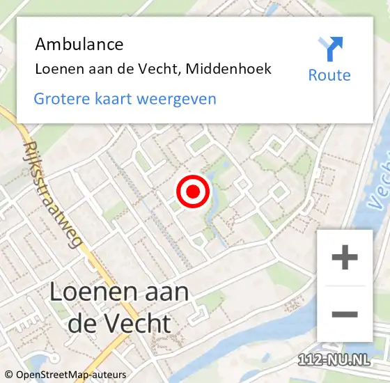 Locatie op kaart van de 112 melding: Ambulance Loenen aan de Vecht, Middenhoek op 25 juli 2018 15:42