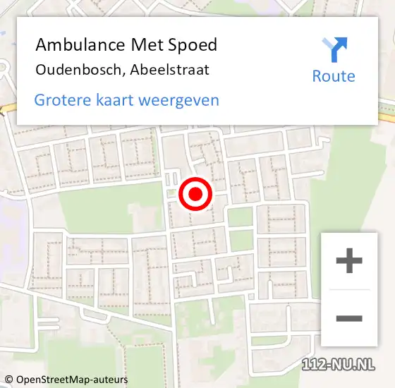 Locatie op kaart van de 112 melding: Ambulance Met Spoed Naar Oudenbosch, Abeelstraat op 25 juli 2018 15:45