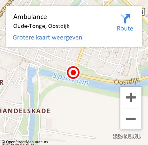 Locatie op kaart van de 112 melding: Ambulance Oude-Tonge, Oostdijk op 25 juli 2018 15:51