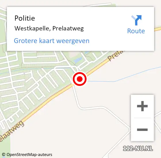 Locatie op kaart van de 112 melding: Politie Westkapelle, Prelaatweg op 25 juli 2018 16:30