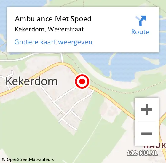 Locatie op kaart van de 112 melding: Ambulance Met Spoed Naar Kekerdom, Weverstraat op 25 juli 2018 16:36