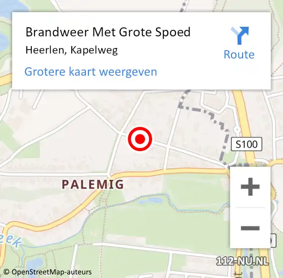 Locatie op kaart van de 112 melding: Brandweer Met Grote Spoed Naar Heerlen, Kapelweg op 25 juli 2018 16:53