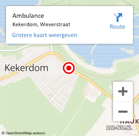 Locatie op kaart van de 112 melding: Ambulance Kekerdom, Weverstraat op 25 juli 2018 17:11