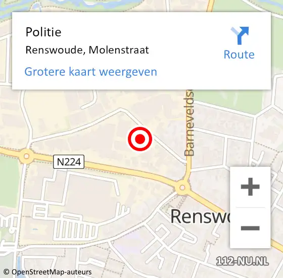 Locatie op kaart van de 112 melding: Politie Renswoude, Molenstraat op 25 juli 2018 17:33