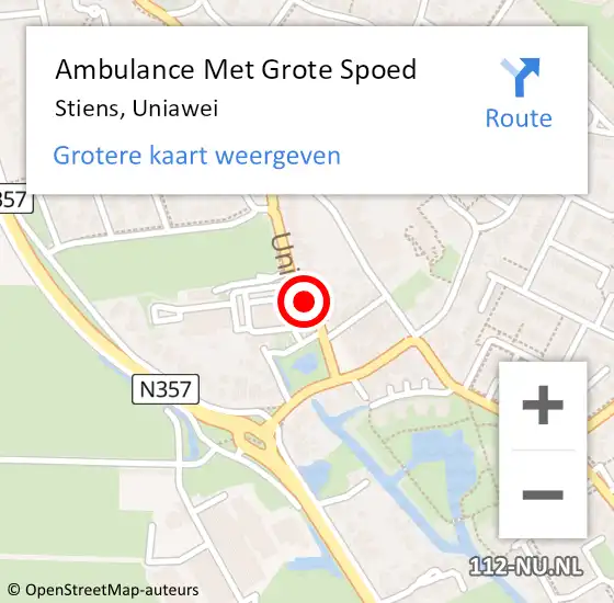 Locatie op kaart van de 112 melding: Ambulance Met Grote Spoed Naar Stiens, Uniawei op 25 juli 2018 17:42