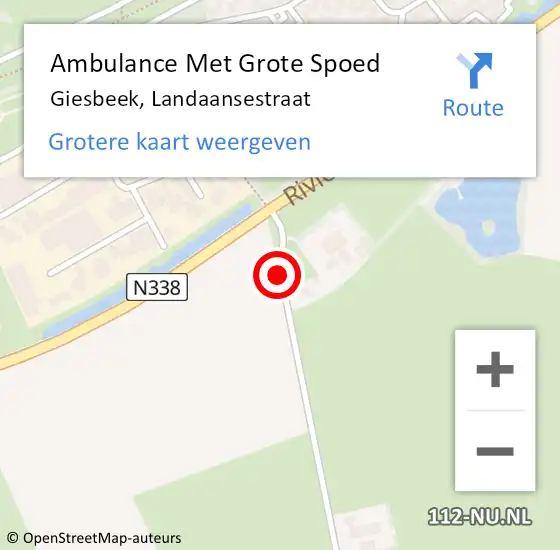 Locatie op kaart van de 112 melding: Ambulance Met Grote Spoed Naar Giesbeek, Landaansestraat op 25 juli 2018 17:47