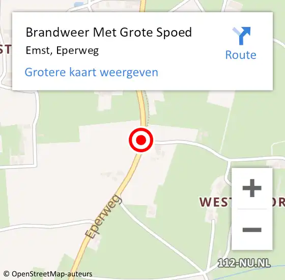 Locatie op kaart van de 112 melding: Brandweer Met Grote Spoed Naar Emst, Eperweg op 25 juli 2018 19:07