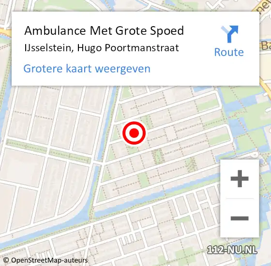 Locatie op kaart van de 112 melding: Ambulance Met Grote Spoed Naar IJsselstein, Hugo Poortmanstraat op 25 juli 2018 19:10