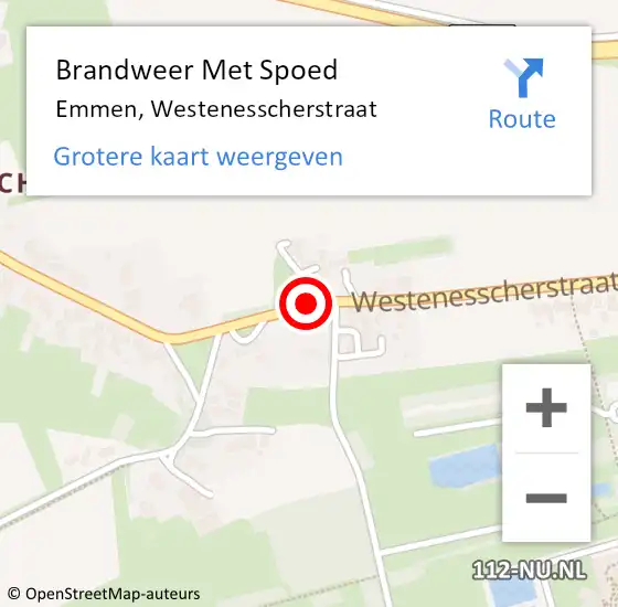 Locatie op kaart van de 112 melding: Brandweer Met Spoed Naar Emmen, Westenesscherstraat op 25 juli 2018 19:17