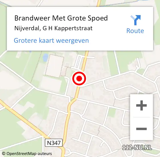 Locatie op kaart van de 112 melding: Brandweer Met Grote Spoed Naar Nijverdal, G H Kappertstraat op 25 juli 2018 19:19