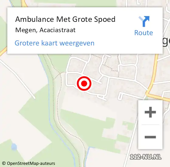 Locatie op kaart van de 112 melding: Ambulance Met Grote Spoed Naar Megen, Acaciastraat op 25 juli 2018 19:27