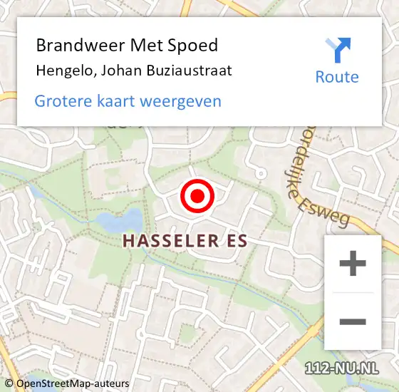 Locatie op kaart van de 112 melding: Brandweer Met Spoed Naar Hengelo, Johan Buziaustraat op 25 juli 2018 19:43