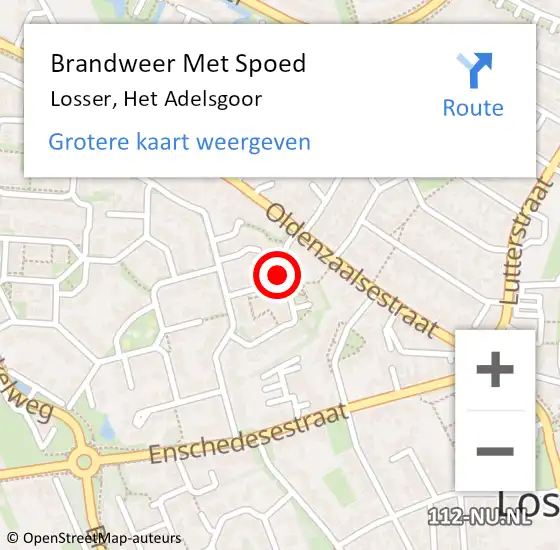 Locatie op kaart van de 112 melding: Brandweer Met Spoed Naar Losser, Het Adelsgoor op 25 juli 2018 19:46