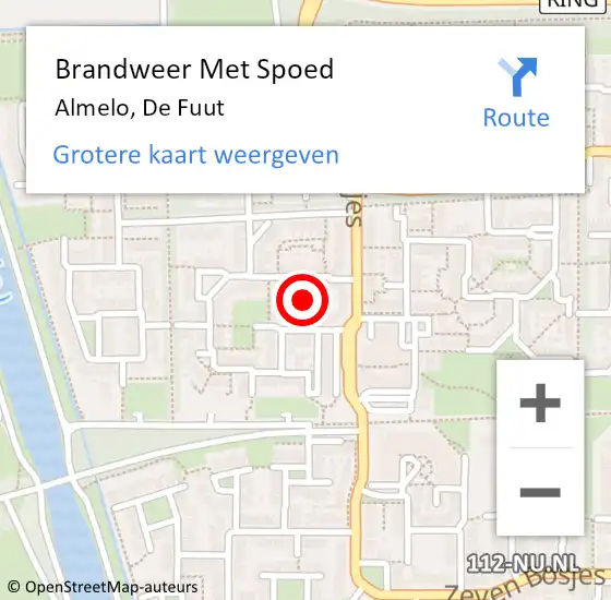 Locatie op kaart van de 112 melding: Brandweer Met Spoed Naar Almelo, De Fuut op 25 juli 2018 19:47