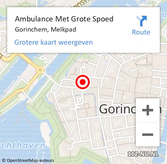 Locatie op kaart van de 112 melding: Ambulance Met Grote Spoed Naar Gorinchem, Melkpad op 25 juli 2018 19:57