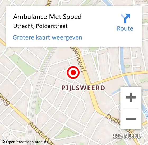 Locatie op kaart van de 112 melding: Ambulance Met Spoed Naar Utrecht, Polderstraat op 25 juli 2018 20:41