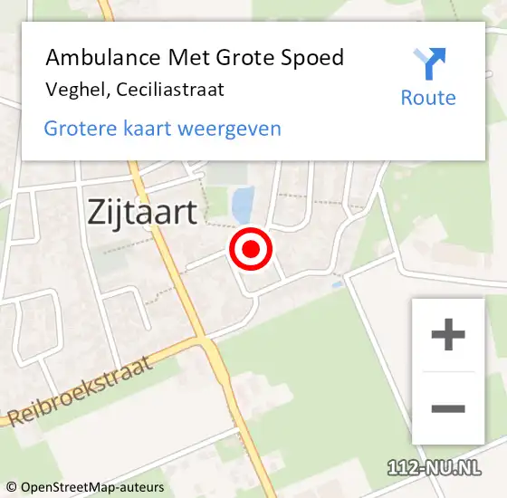 Locatie op kaart van de 112 melding: Ambulance Met Grote Spoed Naar Veghel, Ceciliastraat op 4 maart 2014 02:37