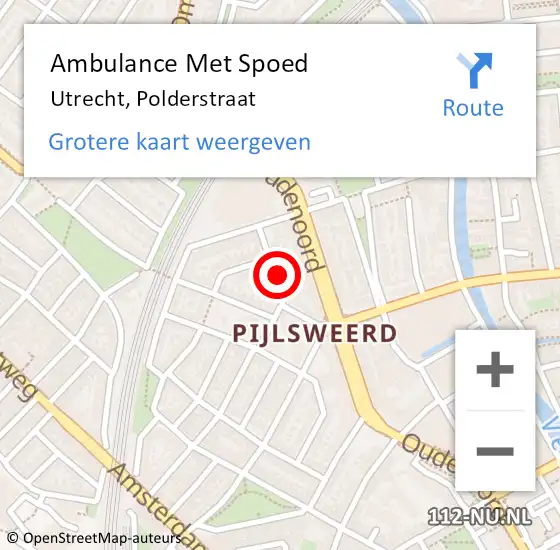 Locatie op kaart van de 112 melding: Ambulance Met Spoed Naar Utrecht, Polderstraat op 25 juli 2018 21:08