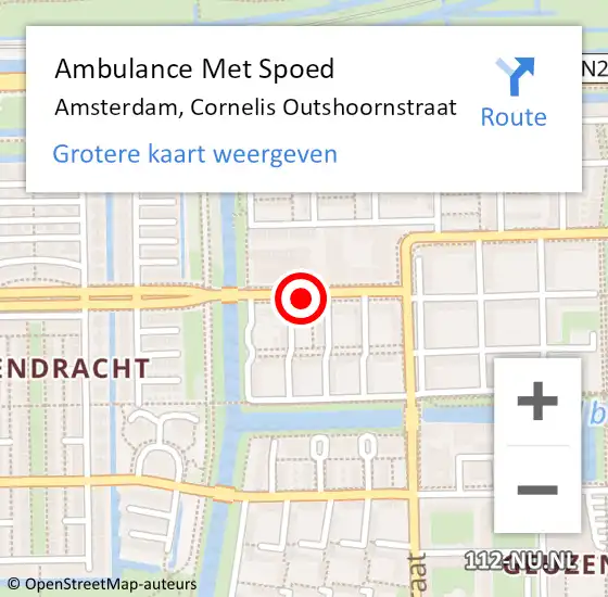 Locatie op kaart van de 112 melding: Ambulance Met Spoed Naar Amsterdam, Cornelis Outshoornstraat op 25 juli 2018 22:05