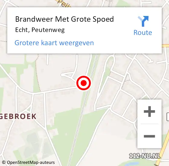 Locatie op kaart van de 112 melding: Brandweer Met Grote Spoed Naar Echt, Peutenweg op 25 juli 2018 22:07