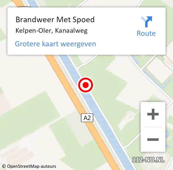 Locatie op kaart van de 112 melding: Brandweer Met Spoed Naar Kelpen-Oler, Kanaalweg op 25 juli 2018 22:20