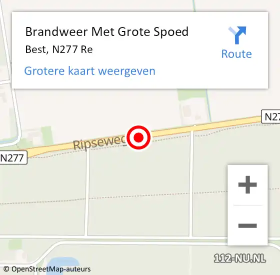 Locatie op kaart van de 112 melding: Brandweer Met Grote Spoed Naar Best, N277 Re op 25 juli 2018 22:25