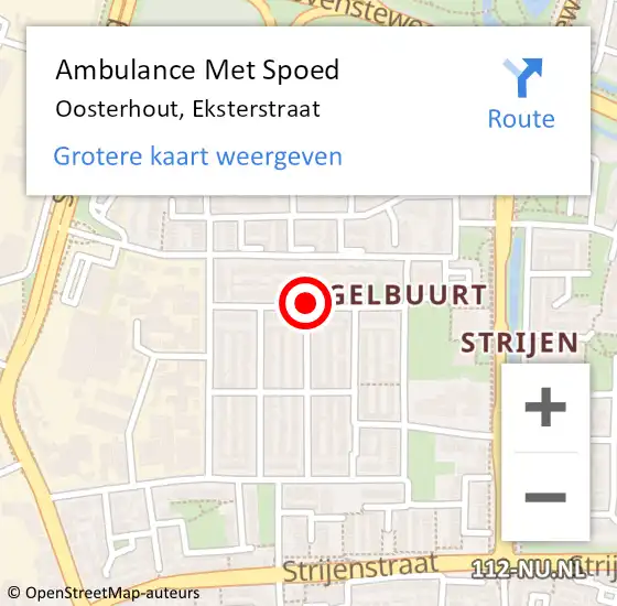 Locatie op kaart van de 112 melding: Ambulance Met Spoed Naar Oosterhout, Eksterstraat op 25 juli 2018 23:08