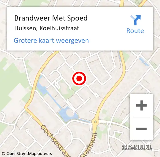Locatie op kaart van de 112 melding: Brandweer Met Spoed Naar Huissen, Koelhuisstraat op 25 juli 2018 23:09