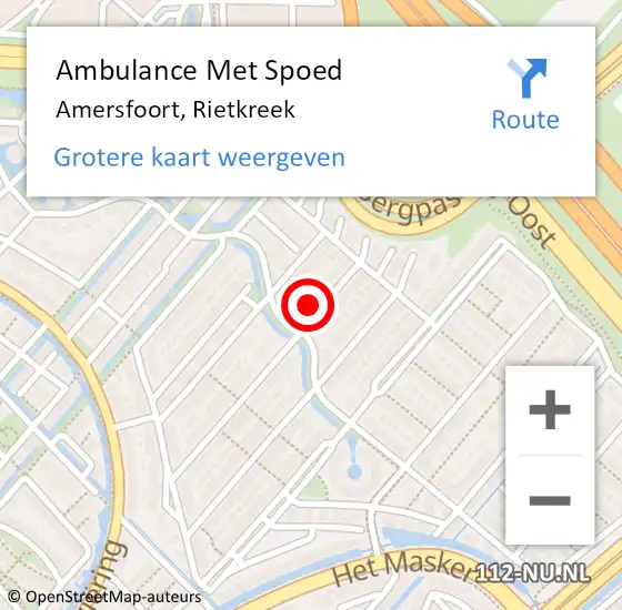 Locatie op kaart van de 112 melding: Ambulance Met Spoed Naar Amersfoort, Rietkreek op 25 juli 2018 23:14