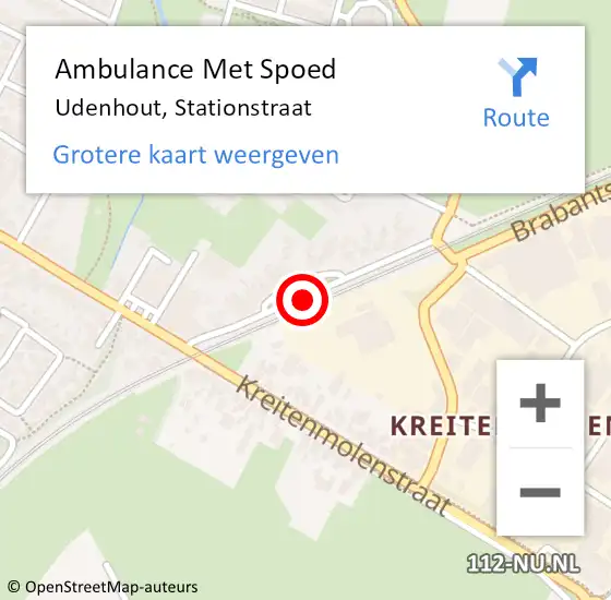 Locatie op kaart van de 112 melding: Ambulance Met Spoed Naar Udenhout, Stationstraat op 26 juli 2018 00:24