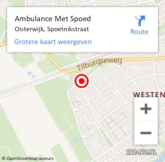 Locatie op kaart van de 112 melding: Ambulance Met Spoed Naar Oisterwijk, Spoetnikstraat op 26 juli 2018 00:32