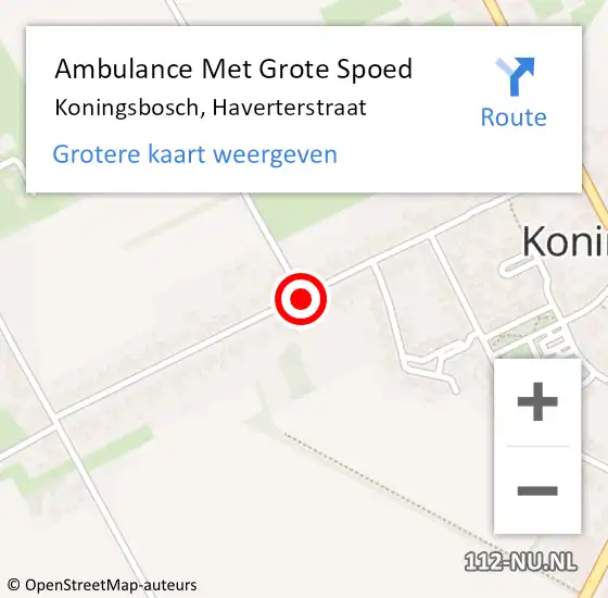 Locatie op kaart van de 112 melding: Ambulance Met Grote Spoed Naar Koningsbosch, Haverterstraat op 26 juli 2018 00:52