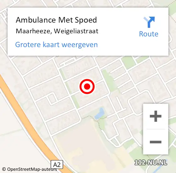 Locatie op kaart van de 112 melding: Ambulance Met Spoed Naar Maarheeze, Weigeliastraat op 26 juli 2018 02:03